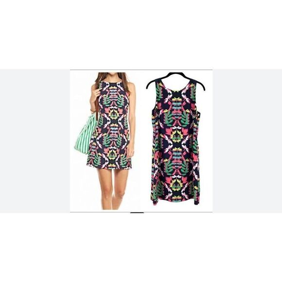 Crown & Ivy Dress Womens 3X Plus Shift Dragonfly Floral Sleeveless - Picture 1 of 6